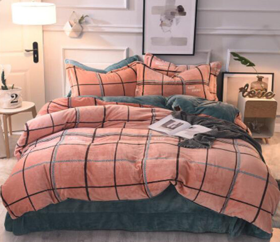 3D Red Grid 20135 Bed Pillowcases Quilt