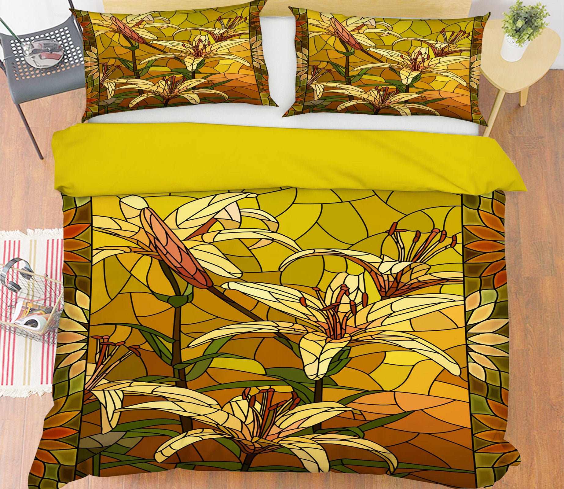 3D Yellow Flowers 14032 Bed Pillowcases Quilt