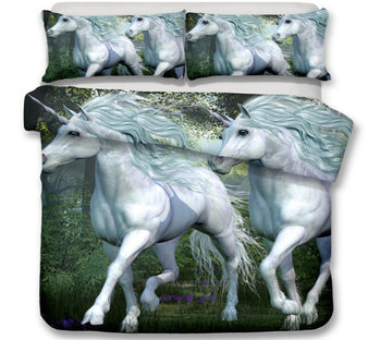3D Strolling Unicorn 6124 Bed Pillowcases Quilt