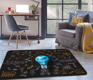 3D Blue Light Bulb 77164 Non Slip Rug Mat