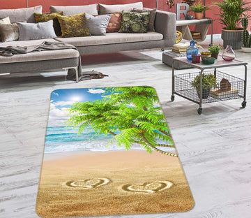 3D Beach Coconut Tree 27031 Non Slip Rug Mat