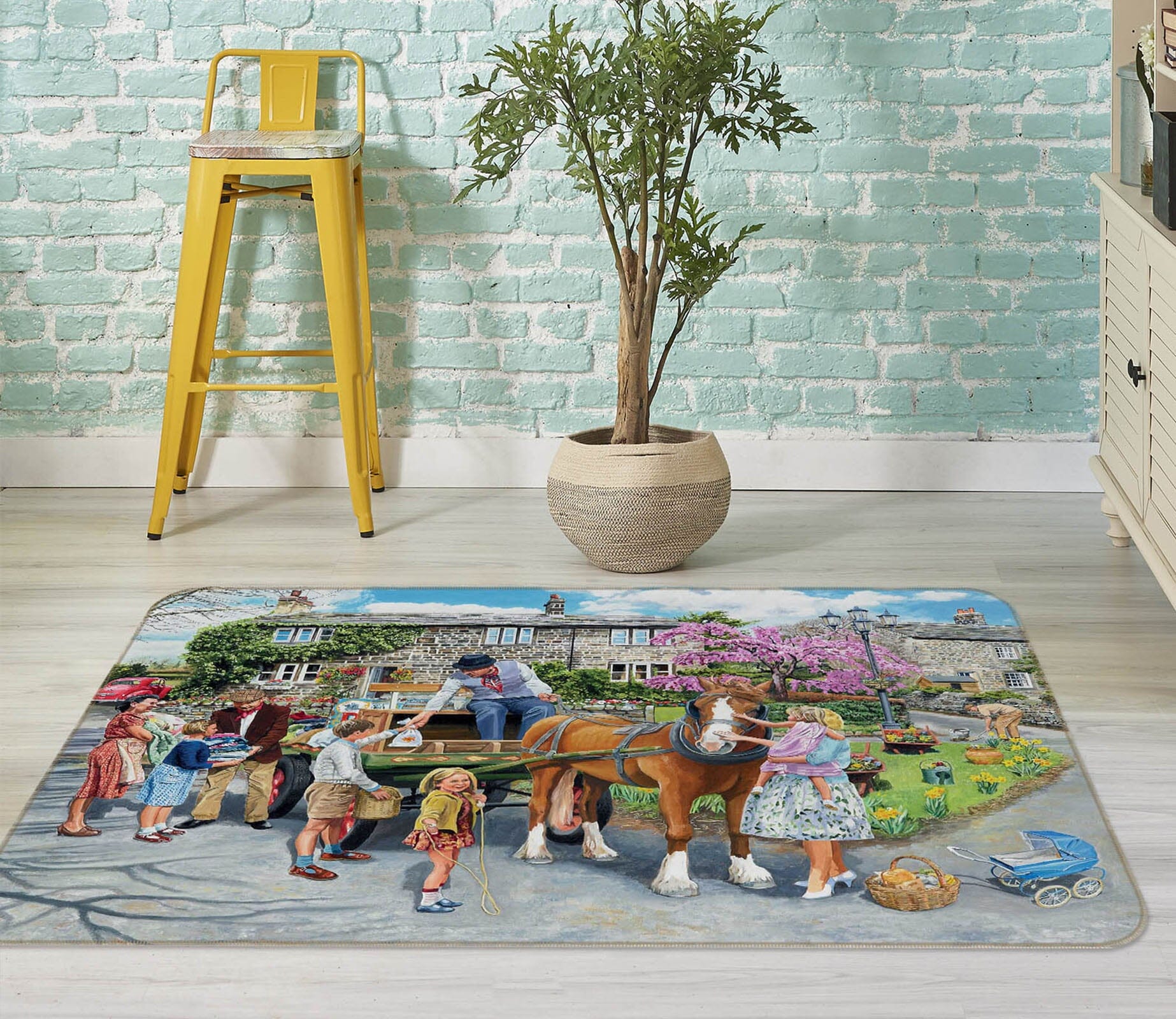 3D Petting The Horse 1095 Trevor Mitchell Rug Non Slip Rug Mat Mat AJ Creativity Home 