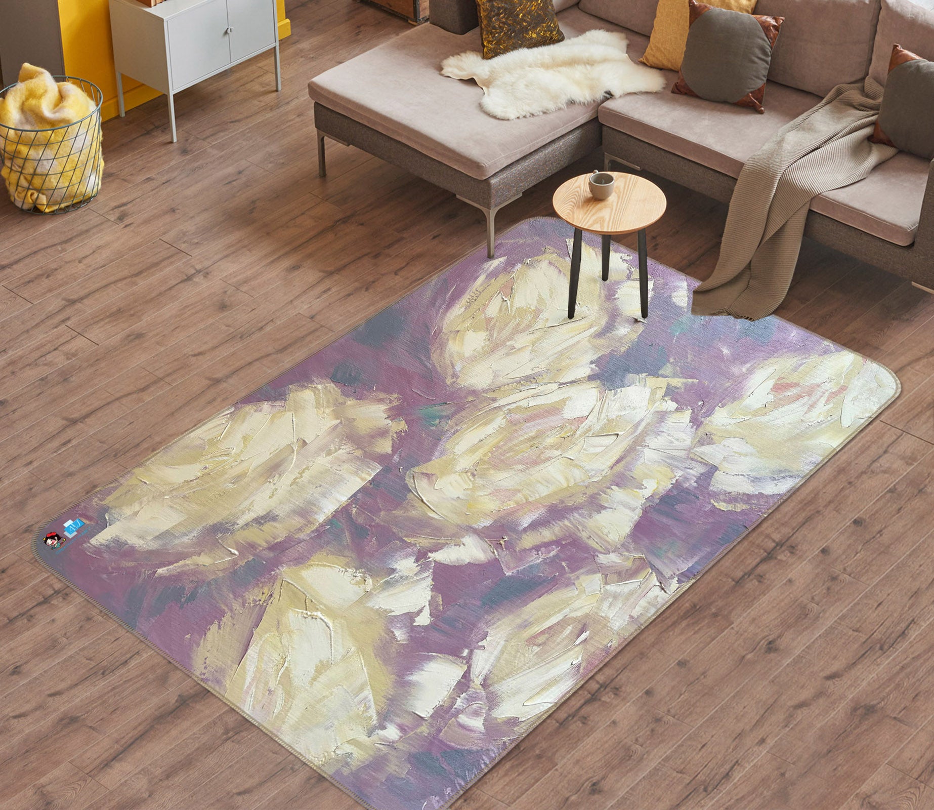 3D White Rose 3842 Skromova Marina Rug Non Slip Rug Mat