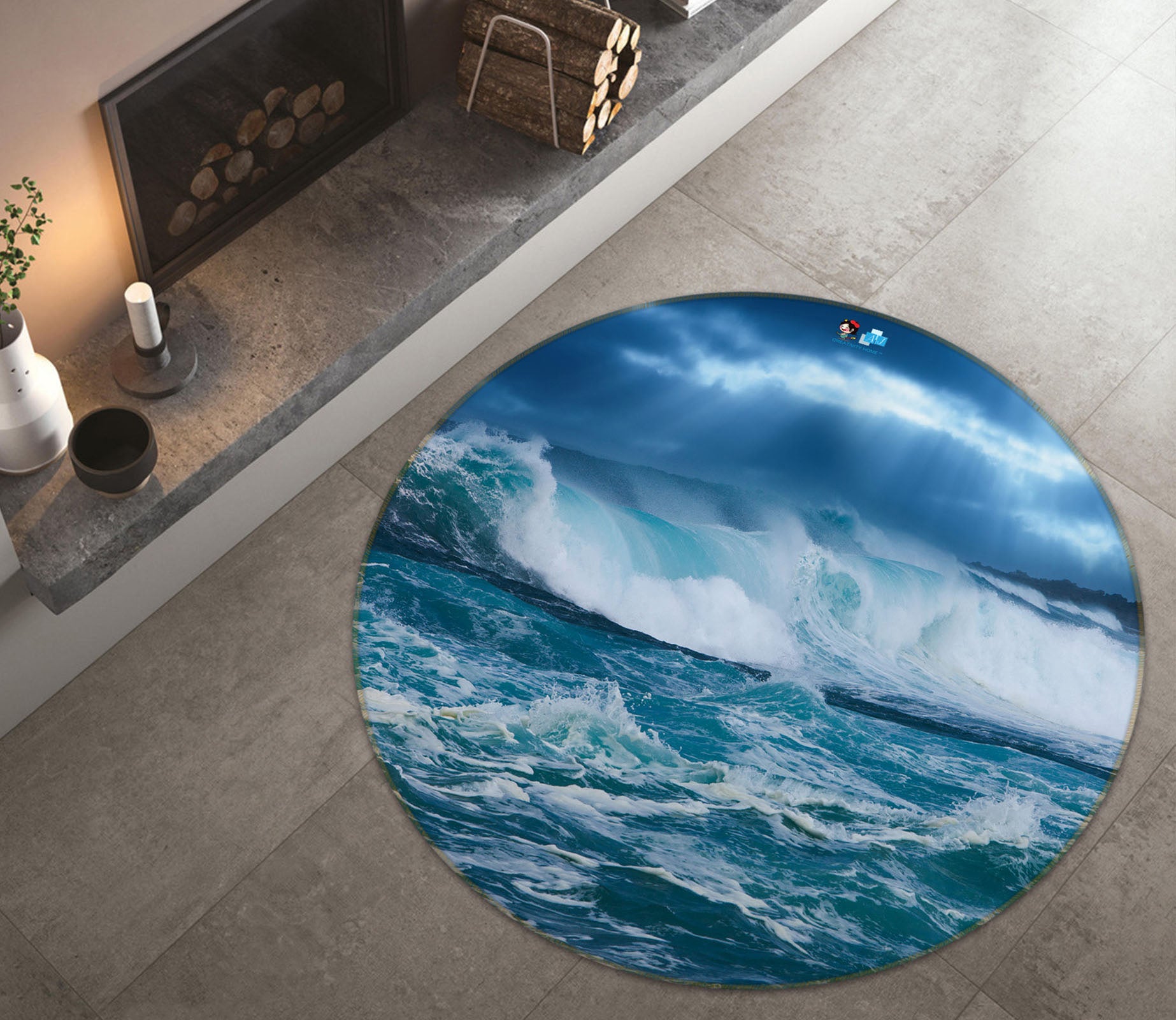 3D Ocean 74032 Round Non Slip Rug Mat