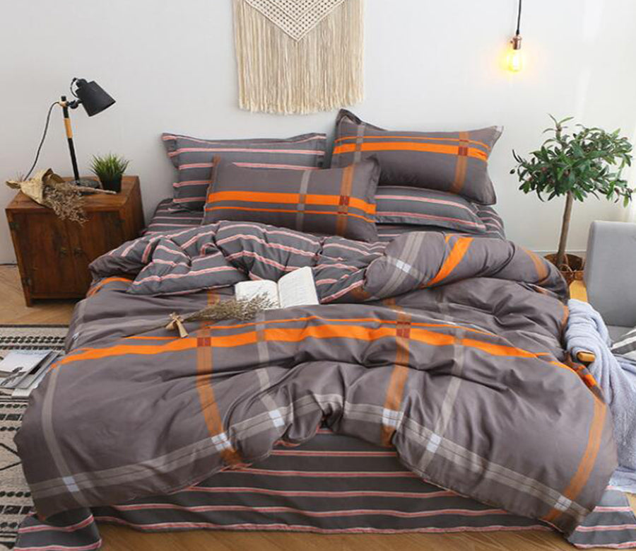 3D Brown Orange Lines 13034 Bed Pillowcases Quilt