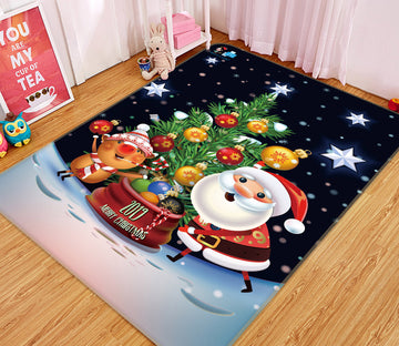 3D Tree Santa 55150 Christmas Non Slip Rug Mat Xmas