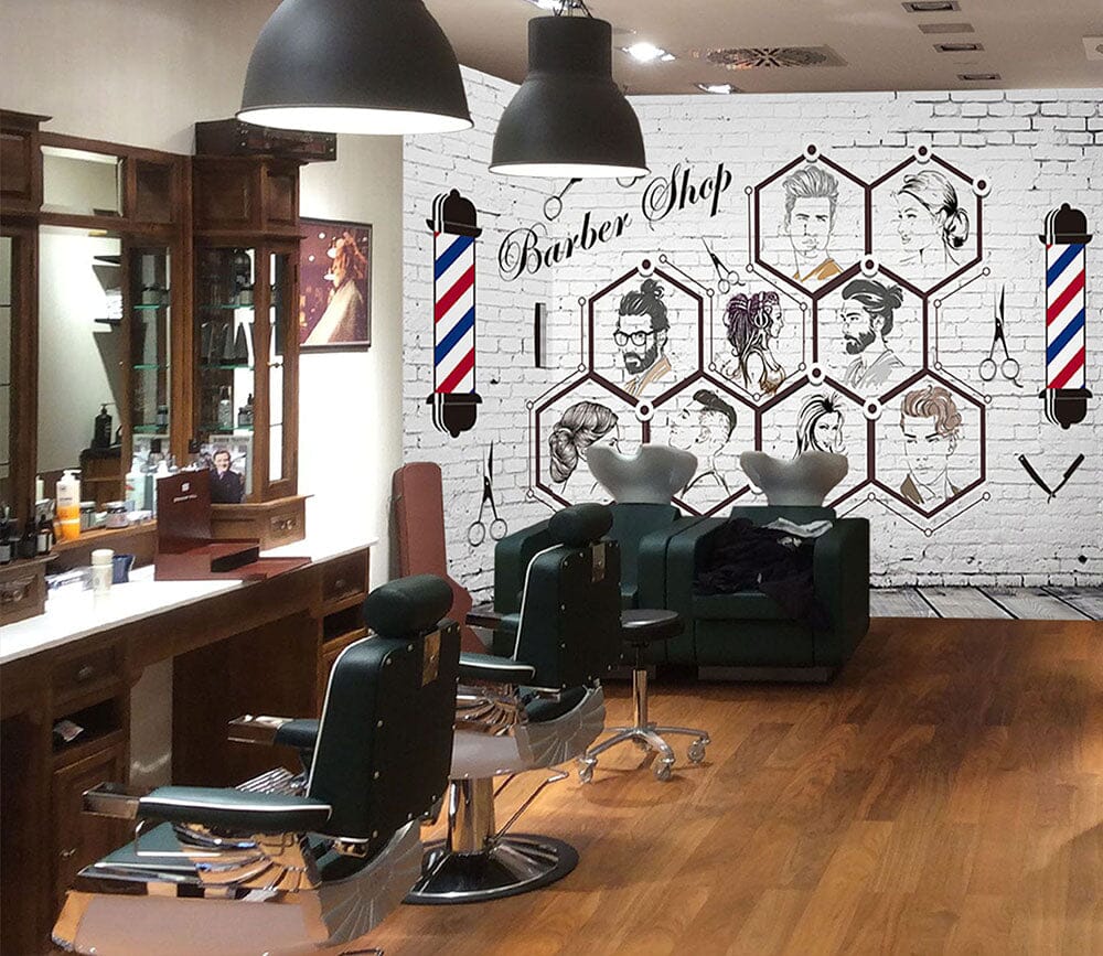 3D Man Cut Hair 1450 Barber Shop Wall Murals Wallpaper AJ Wallpaper 2 