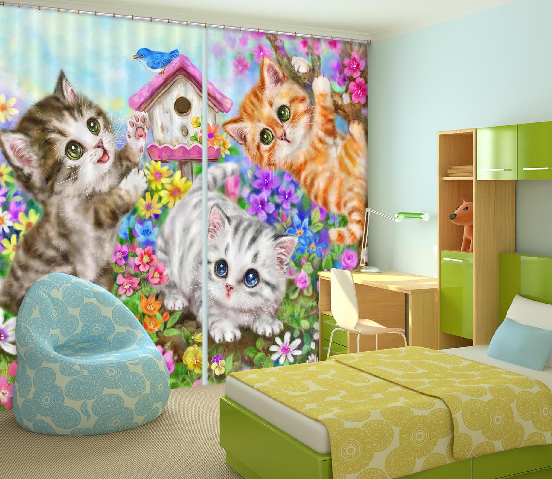 3D Garden Cat 9016 Kayomi Harai Curtain Curtains Drapes