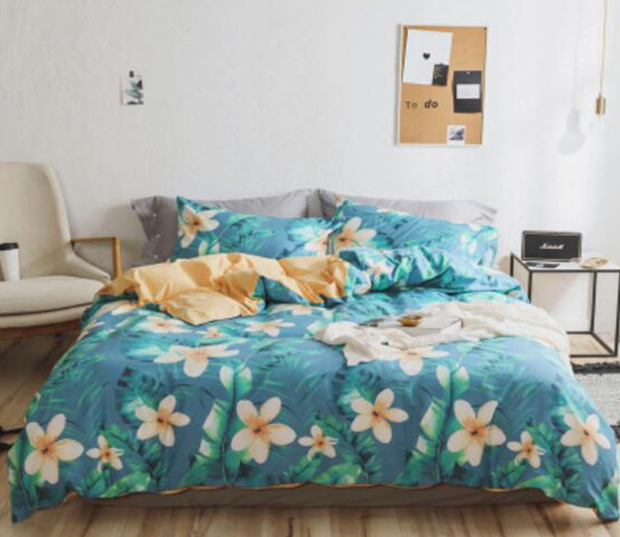 3D Blue Flowers 30236 Bed Pillowcases Quilt