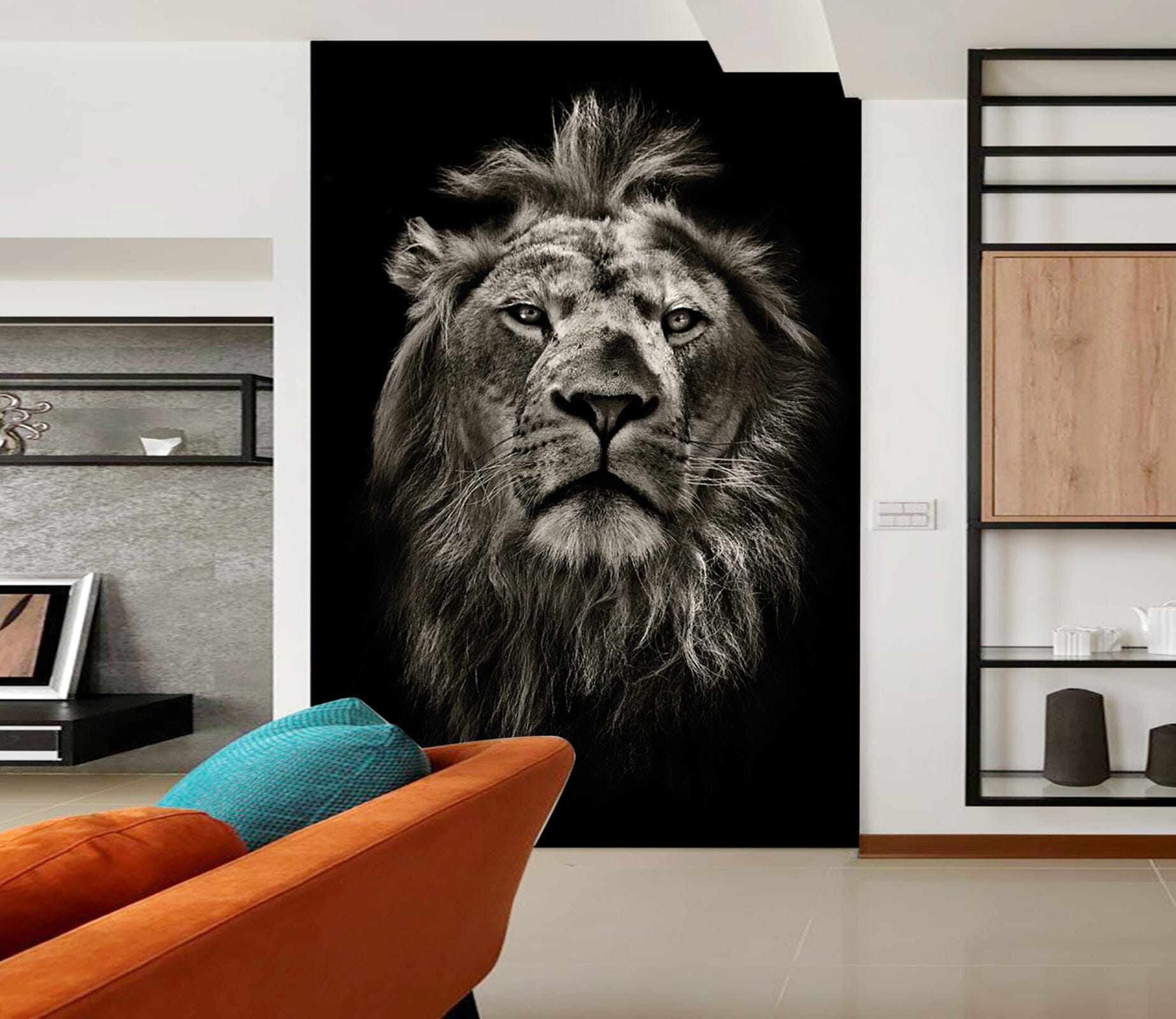 3D Black Lion Head 131 Wall Murals Wallpaper AJ Wallpaper 2 