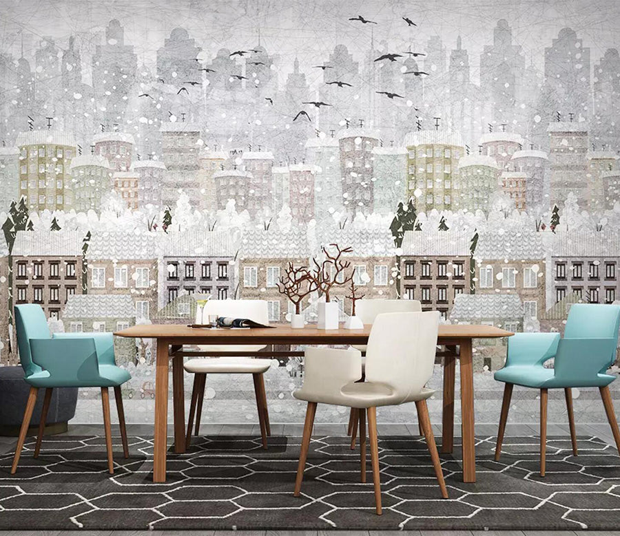3D City Snow Bird WC771 Wall Murals