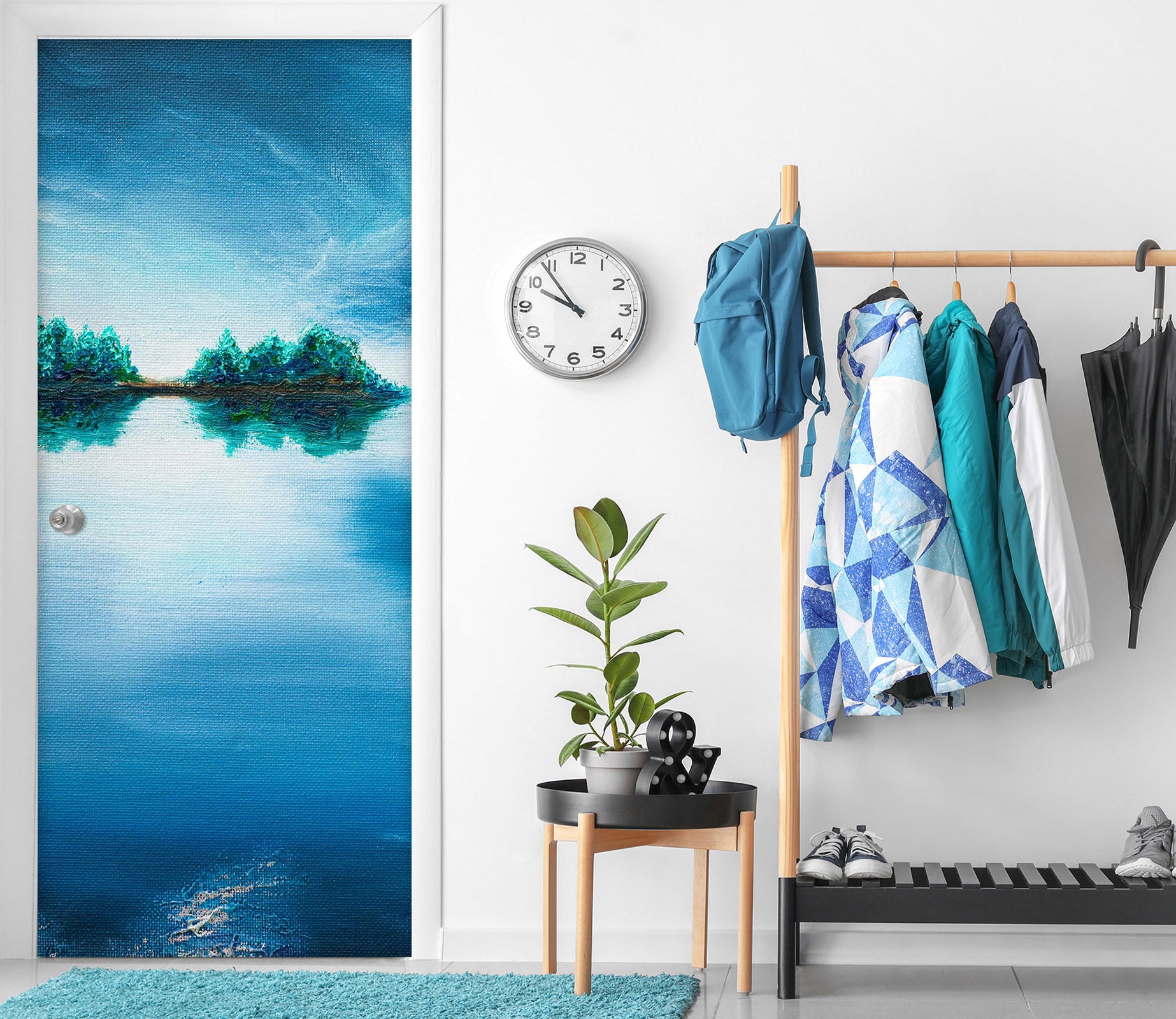 3D Lake Trees 9423 Marina Zotova Door Mural