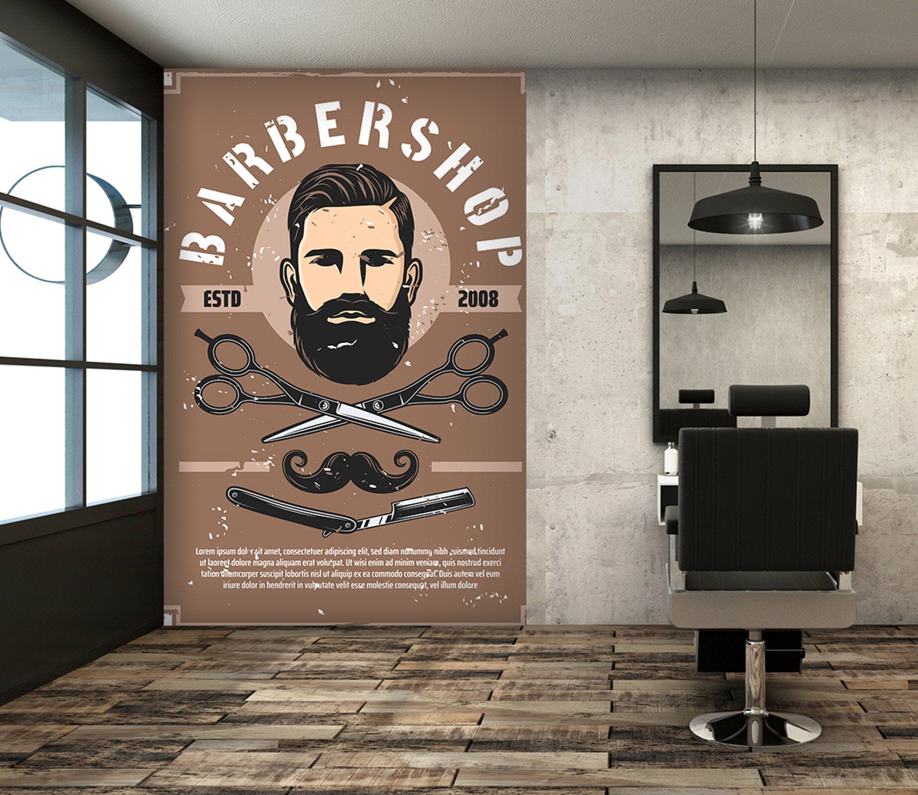 3D Uncle Beard 1438 Barber Shop Wall Murals Wallpaper AJ Wallpaper 2 