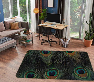 3D Peacock Feather 75258 Non Slip Rug Mat