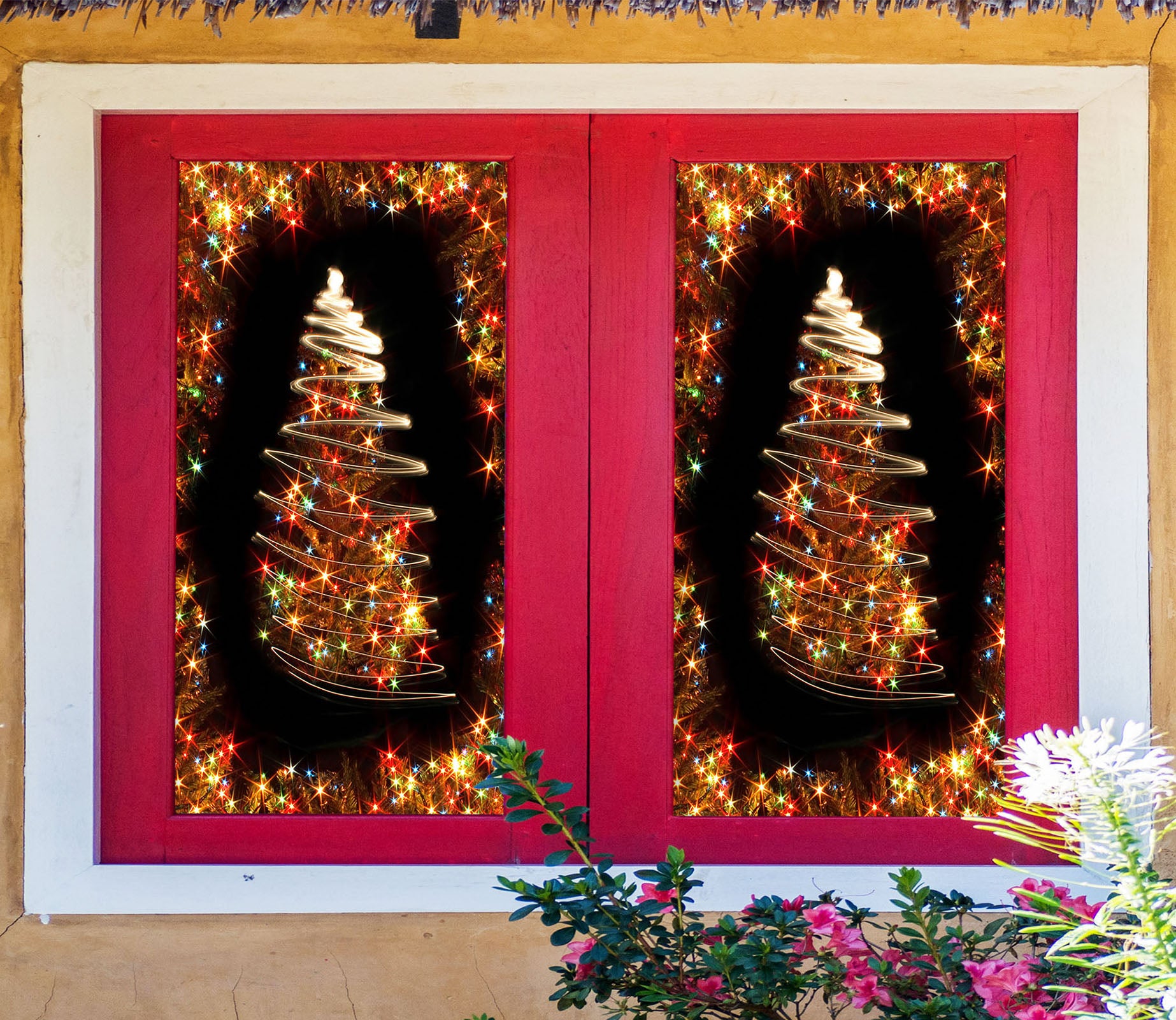 3D Christmas Tree 43069 Christmas Window Film Print Sticker Cling Stained Glass Xmas