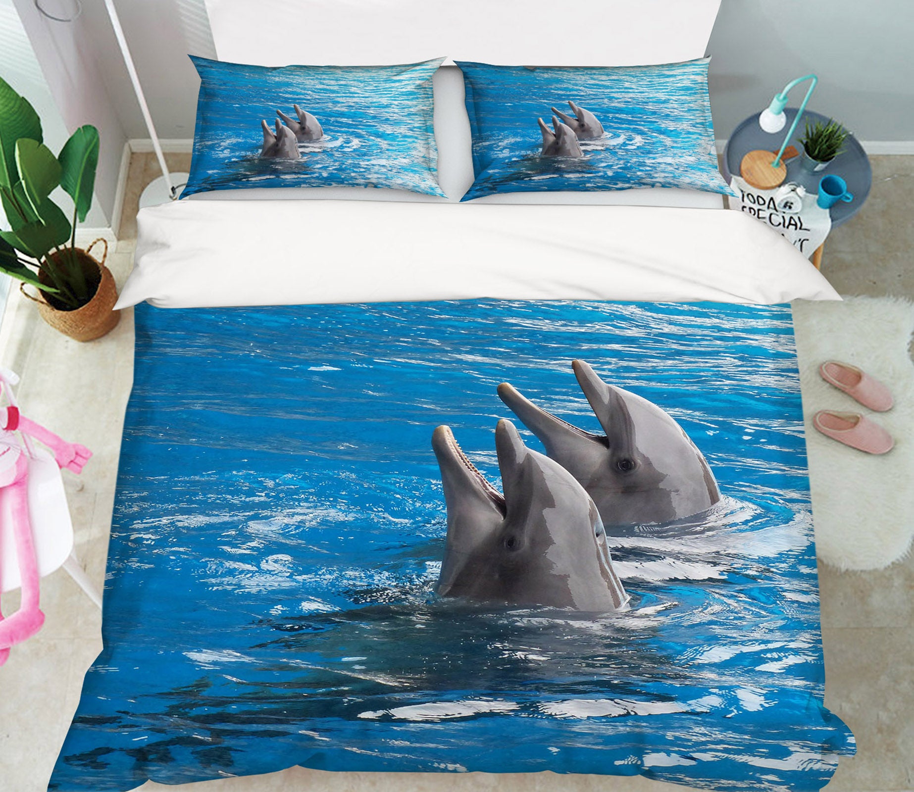 3D Dolphin 60195 Bed Pillowcases Quilt