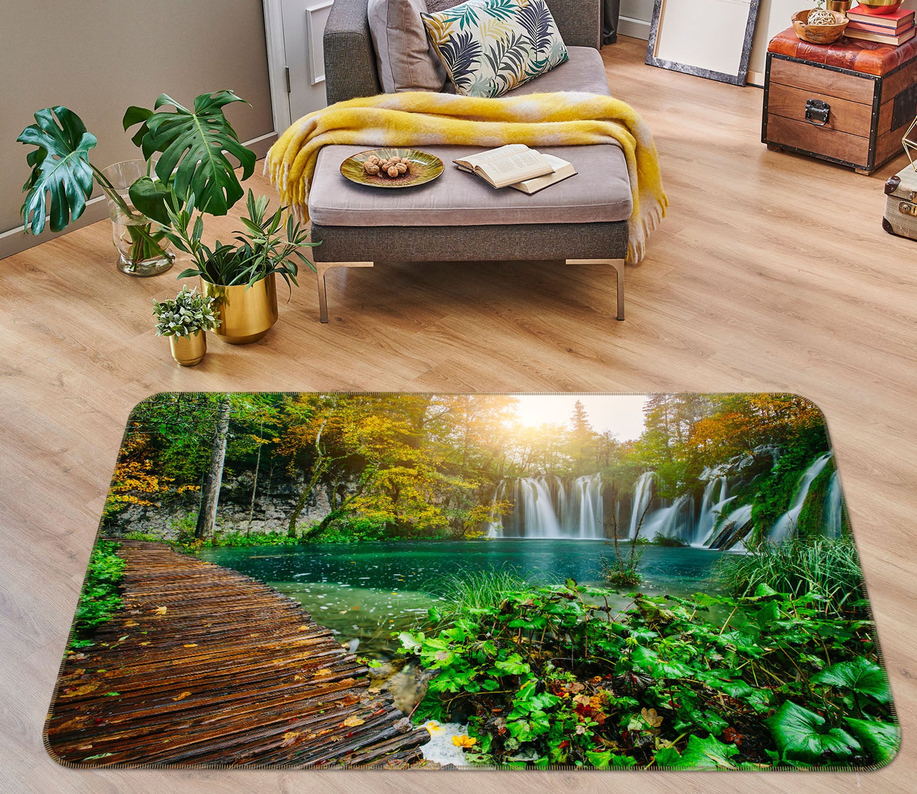 3D Lake Waterfall 36060 Non Slip Rug Mat