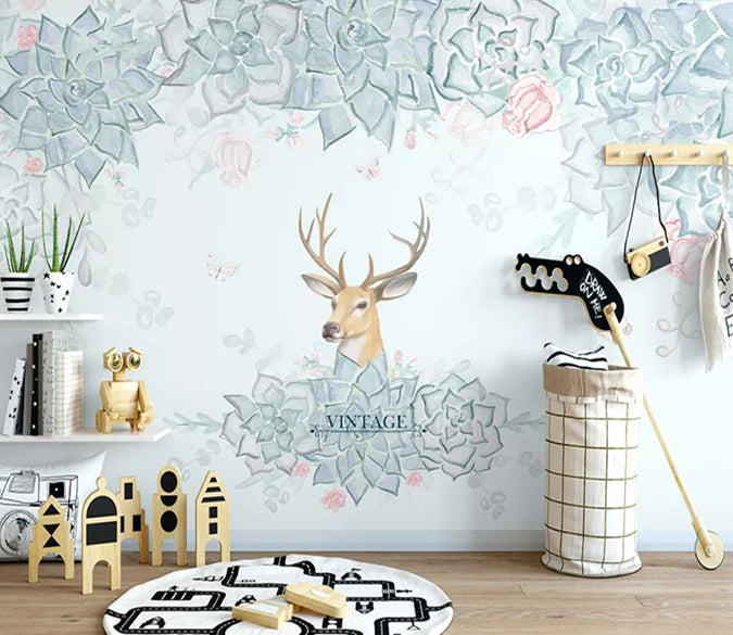 3D Flower Fawn 833 Wall Murals Wallpaper AJ Wallpaper 2 