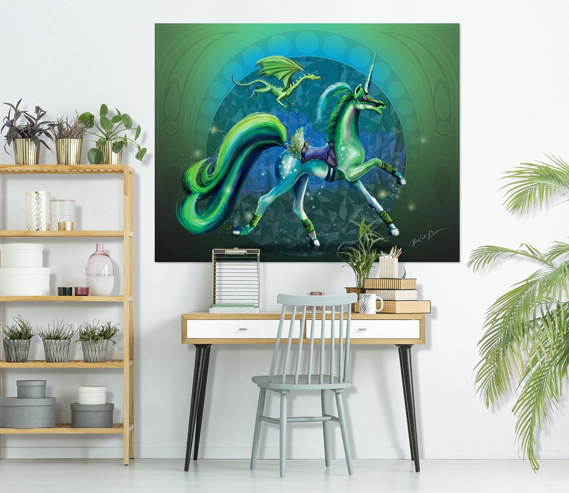 3D Green Unicorn 205 Rose Catherine Khan Wall Sticker Wallpaper AJ Wallpaper 2 
