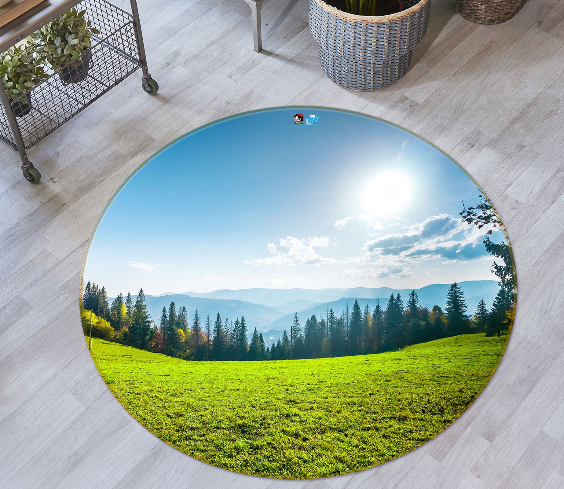 3D Grass Tree 75083 Round Non Slip Rug Mat