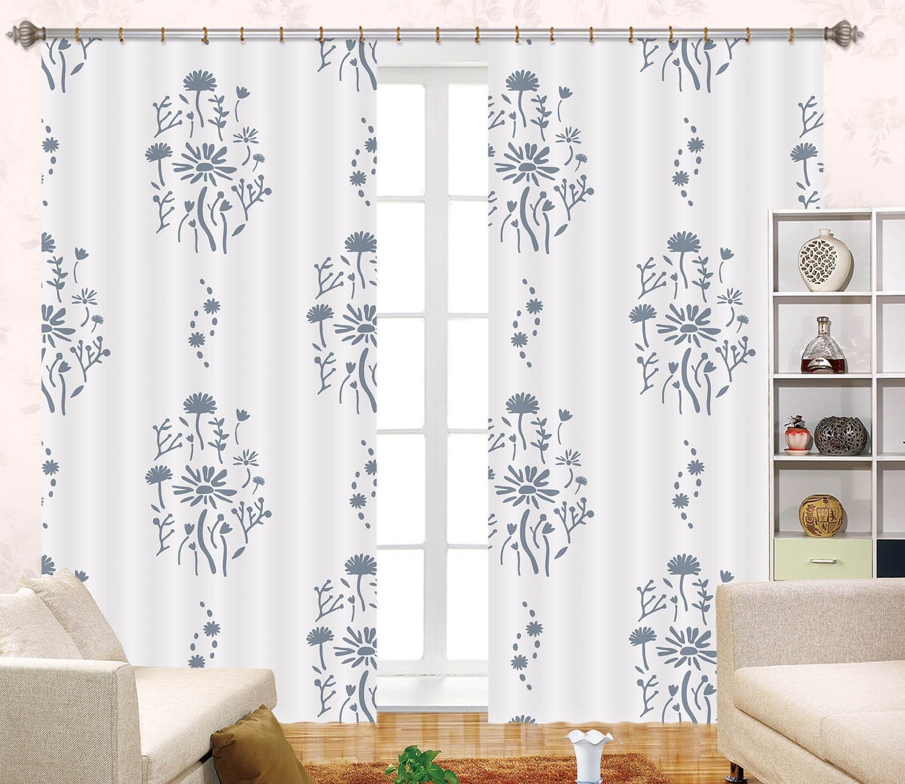 3D Flower Pattern 041 Jillian Helvey Curtain Curtains Drapes Curtains AJ Creativity Home 