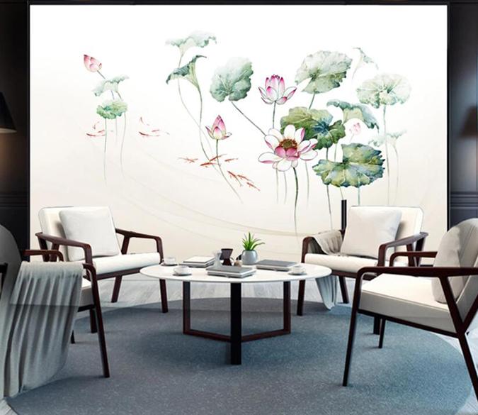 3D Lotus Pond 356 Wall Murals Wallpaper AJ Wallpaper 2 