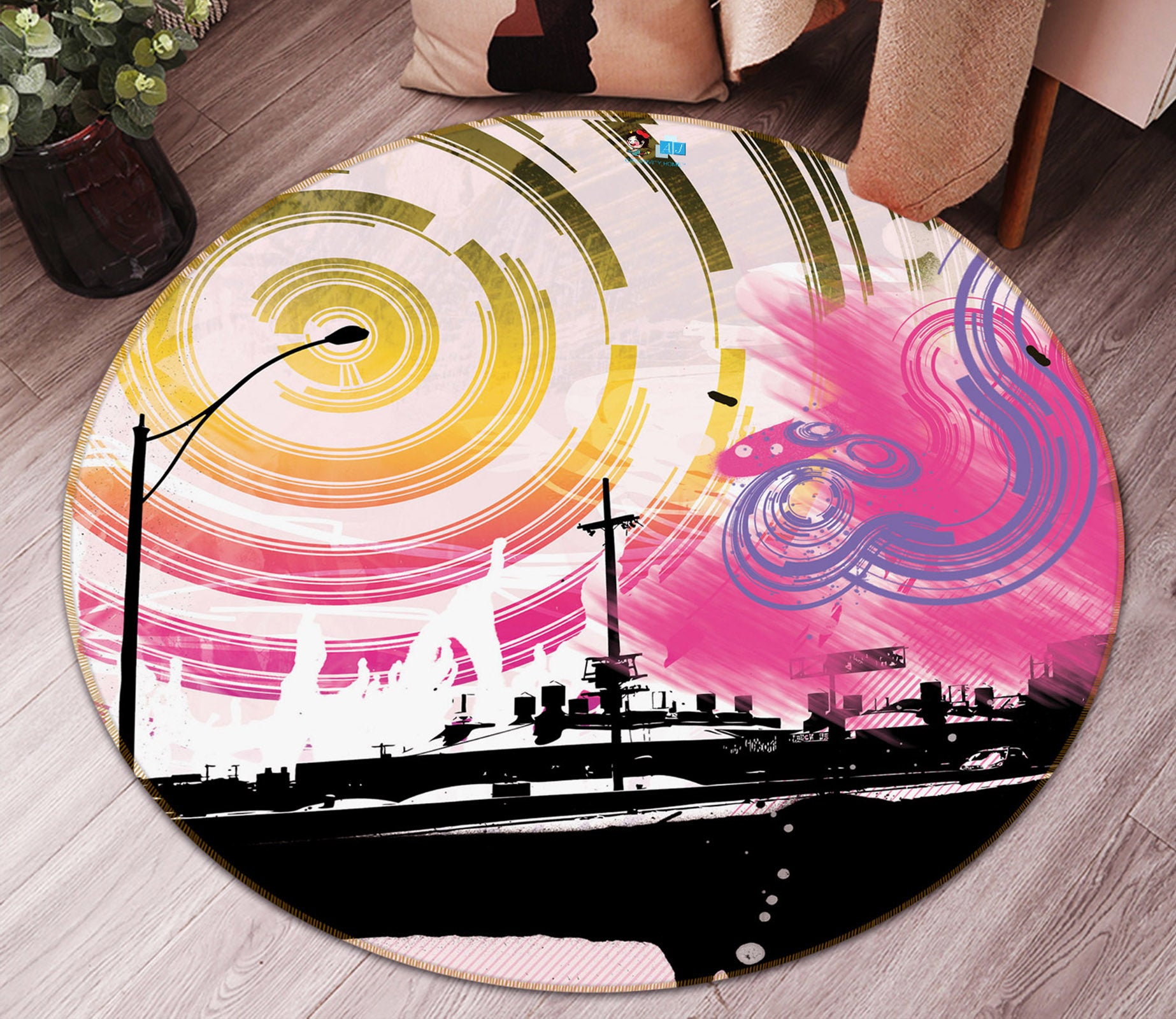 3D Graffiti 74068 Round Non Slip Rug Mat
