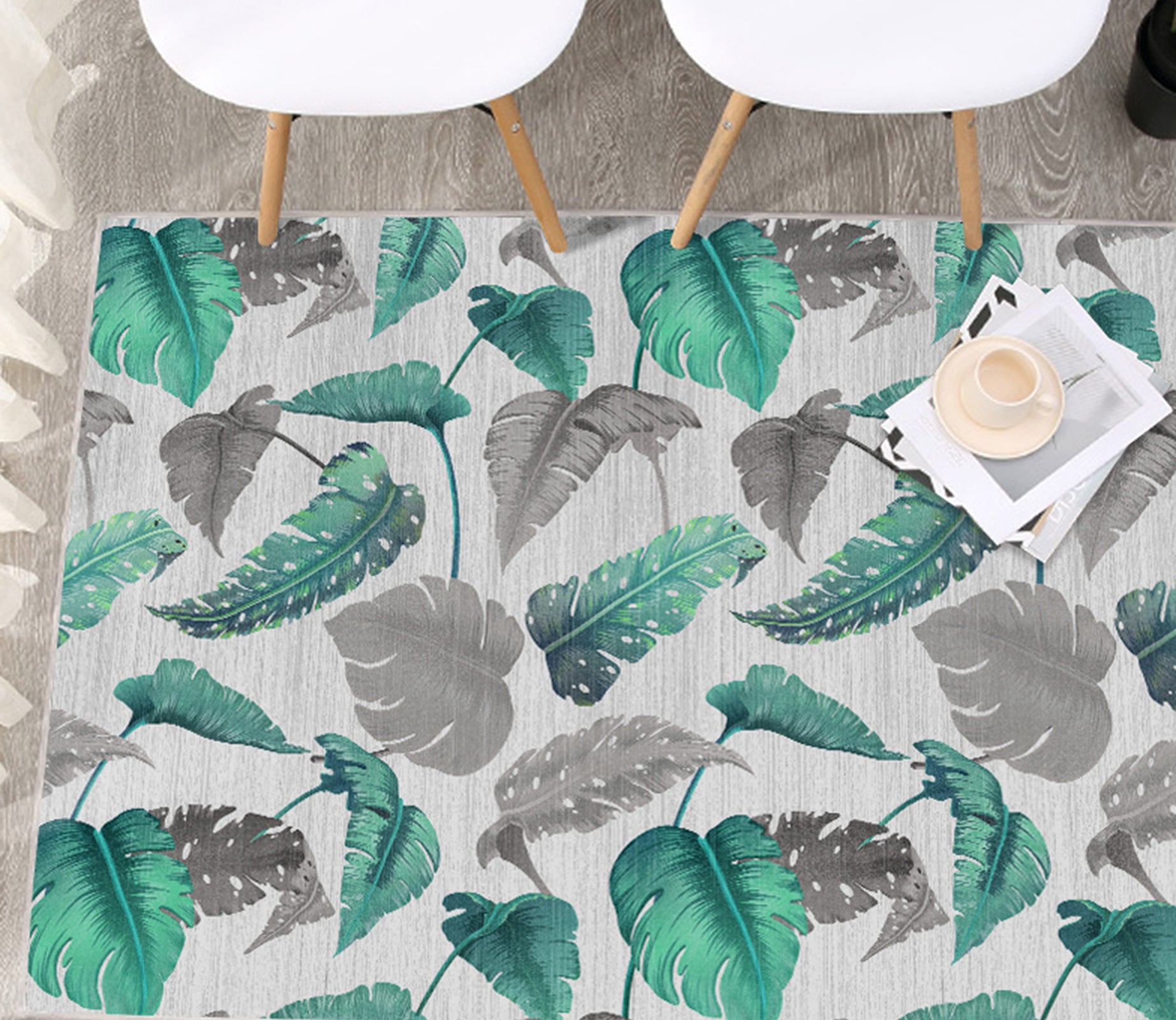 3D Green Leaves WG546 Non Slip Rug Mat Mat AJ Creativity Home 