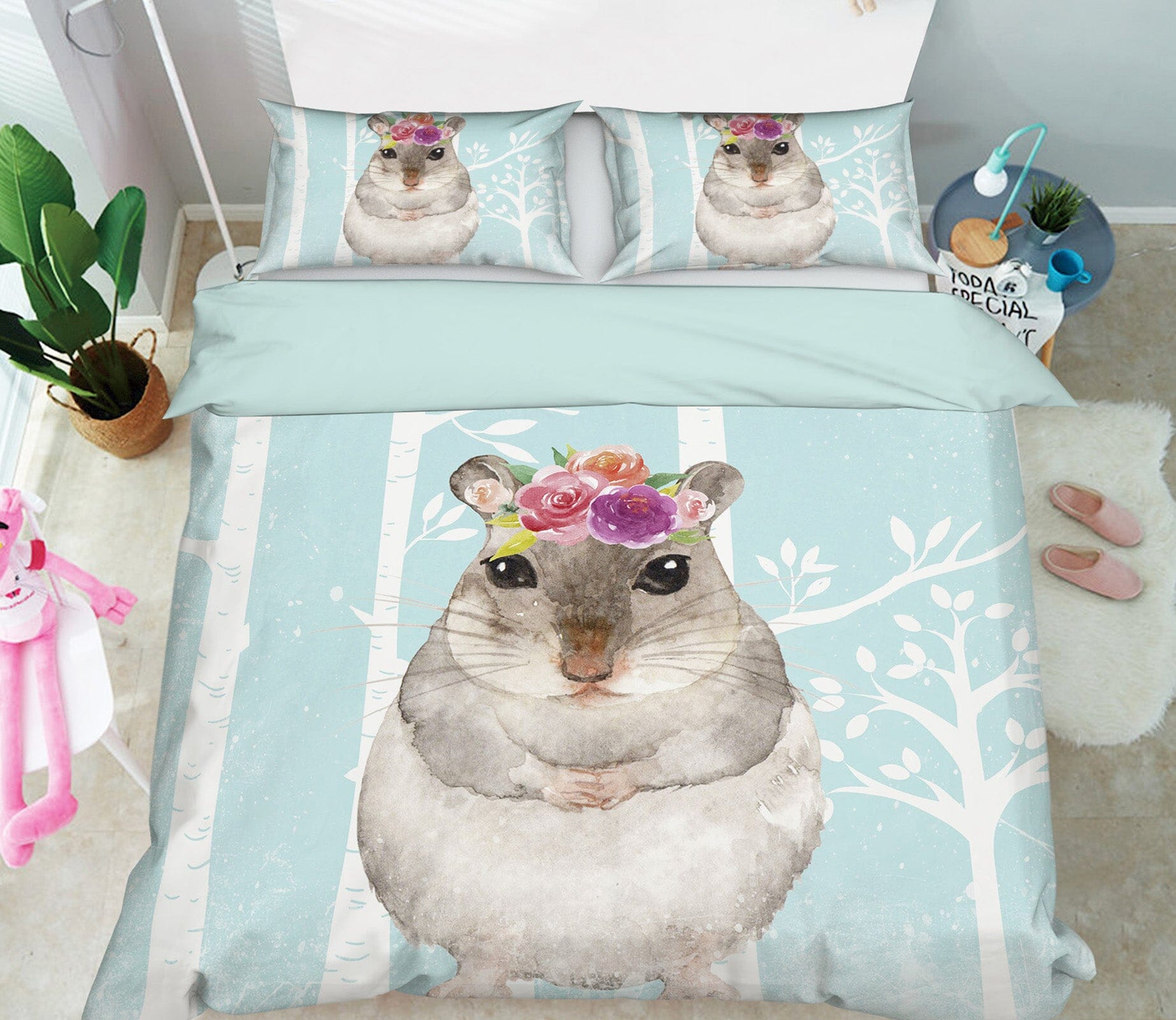 3D Squirrel Flower 251 Uta Naumann Bedding Bed Pillowcases Quilt Quiet Covers AJ Creativity Home 