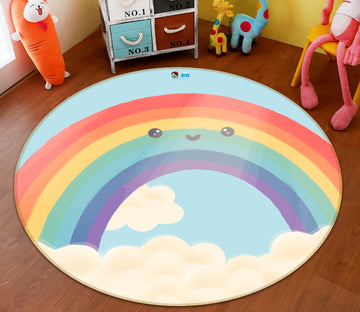 3D Rainbow Clouds 81041 Round Non Slip Rug Mat