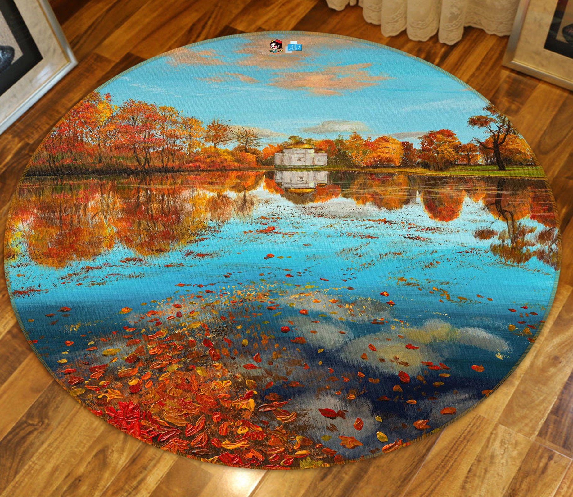 3D Lake Tree 18131 Marina Zotova Rug Round Non Slip Rug Mat