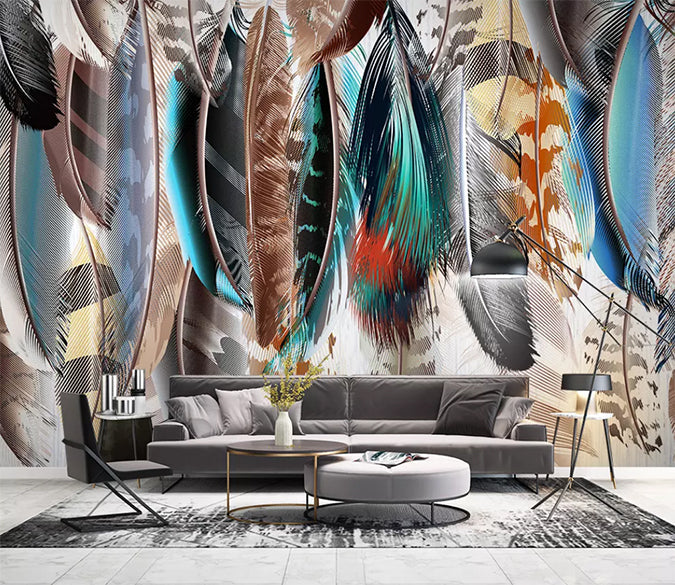 3D Colored Feather 806 Wall Murals Wallpaper AJ Wallpaper 2 