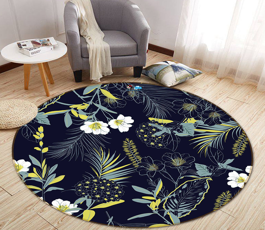 3D Flowers 64181 Round Non Slip Rug Mat