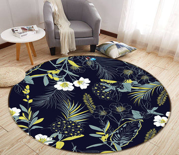 3D Flowers 64181 Round Non Slip Rug Mat
