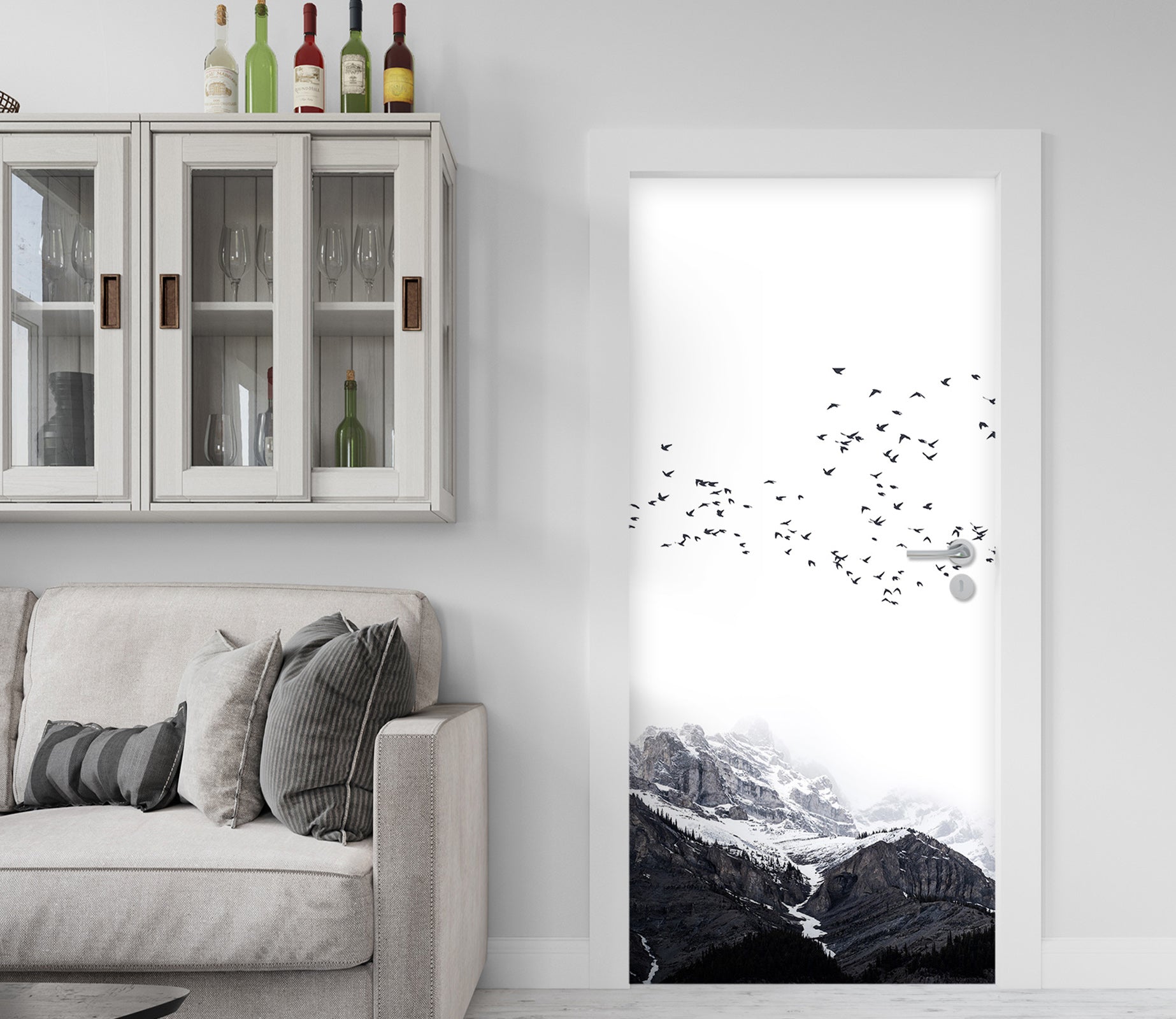 3D Black Ash Mountain Bird 10151 Boris Draschoff Door Mural