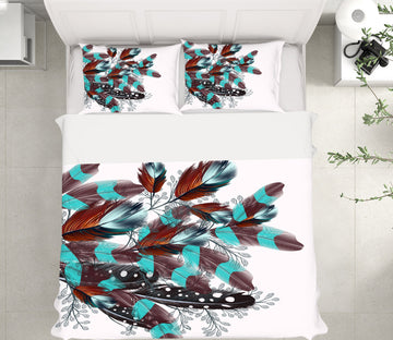 3D Feather 15070 Bed Pillowcases Quilt