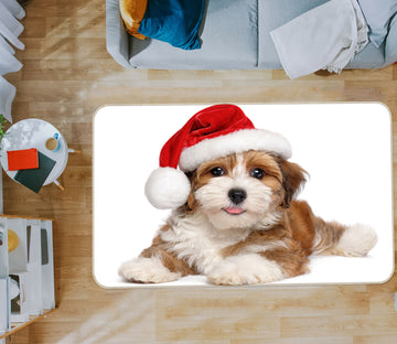 3D Christmas Hat Puppy 37084 Non Slip Rug Mat