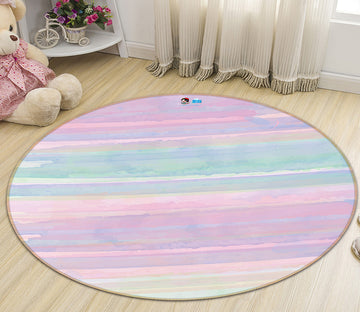 3D Pink Light Blue 64053 Round Non Slip Rug Mat
