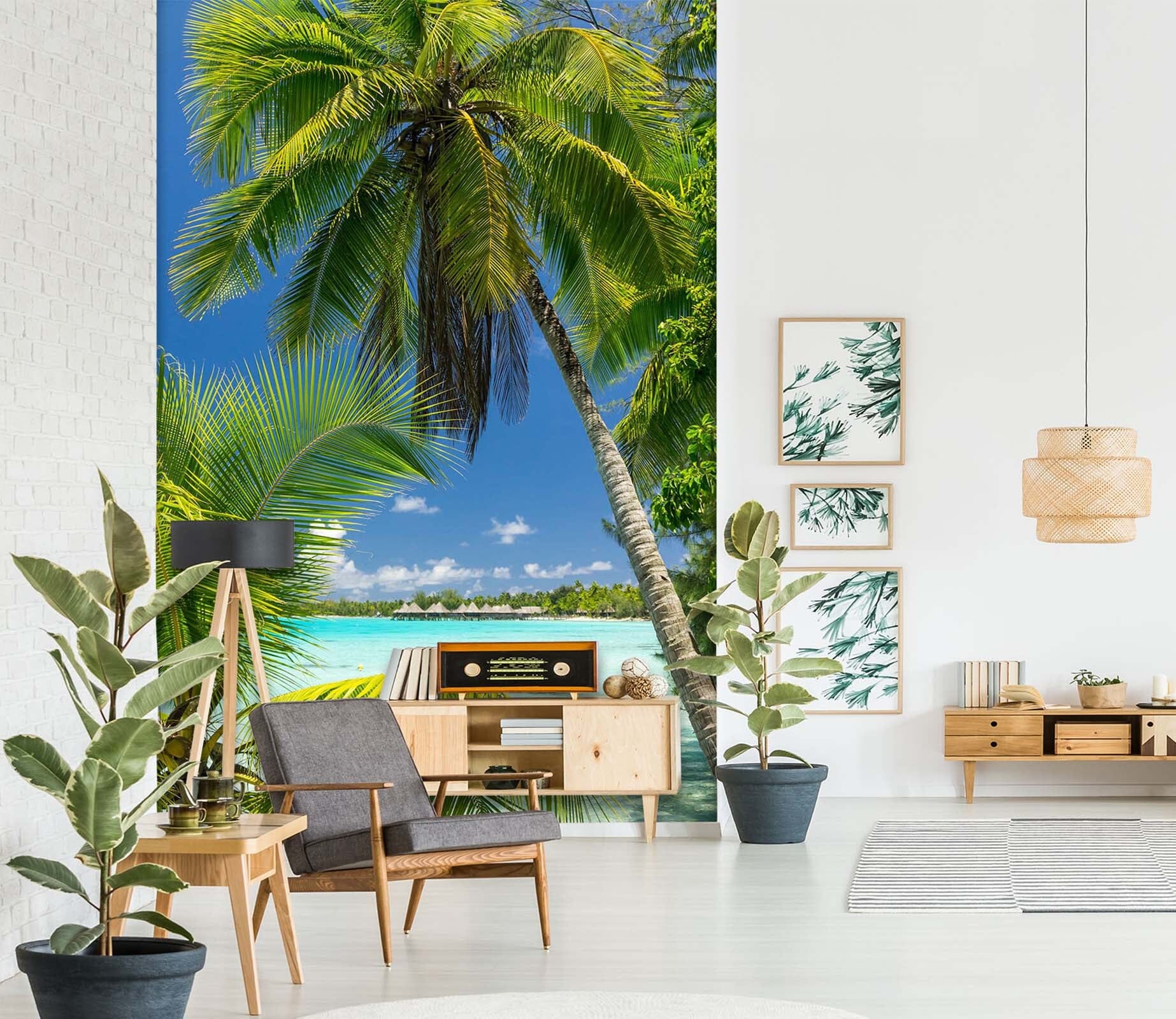 3D Coconut Tree Beach 1547 Wall Murals Wallpaper AJ Wallpaper 2 