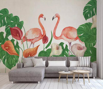 3D Pink Flamingo 1305 Wall Murals Wallpaper AJ Wallpaper 2 