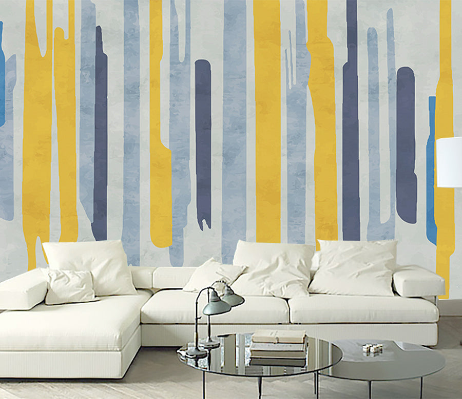 3D Yellow Stripes WG120 Wall Murals