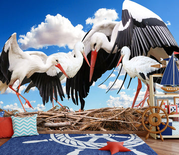 3D White Stork 133 Wall Murals