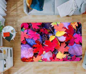 3D Red Leaves 76029 Non Slip Rug Mat