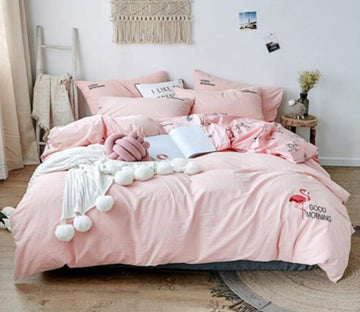 3D Pink Flamingo 20273 Bed Pillowcases Quilt