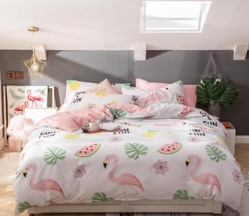3D Flamingo Watermelon 16055 Bed Pillowcases Quilt