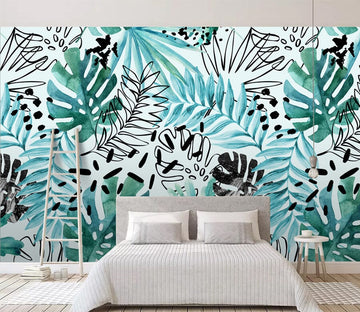 3D Painted Leaves WC032 Wall Murals Wallpaper AJ Wallpaper 2 