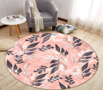 3D Leaves Branch 64080 Round Non Slip Rug Mat