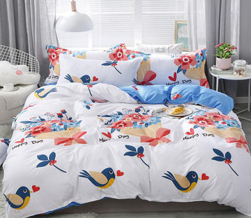 3D Bouquet Bird 12150 Bed Pillowcases Quilt