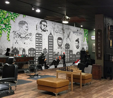 3D Gray Avatar 1481 Barber Shop Wall Murals Wallpaper AJ Wallpaper 2 