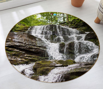 3D Flowing Water 69106 Round Non Slip Rug Mat